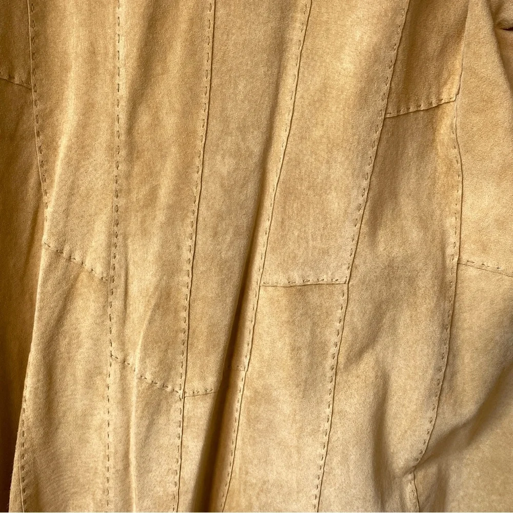 90s Coldwater Creek Leather Suede Trench Coat Women Med Open Front Western Boho - Picture 9 of 15